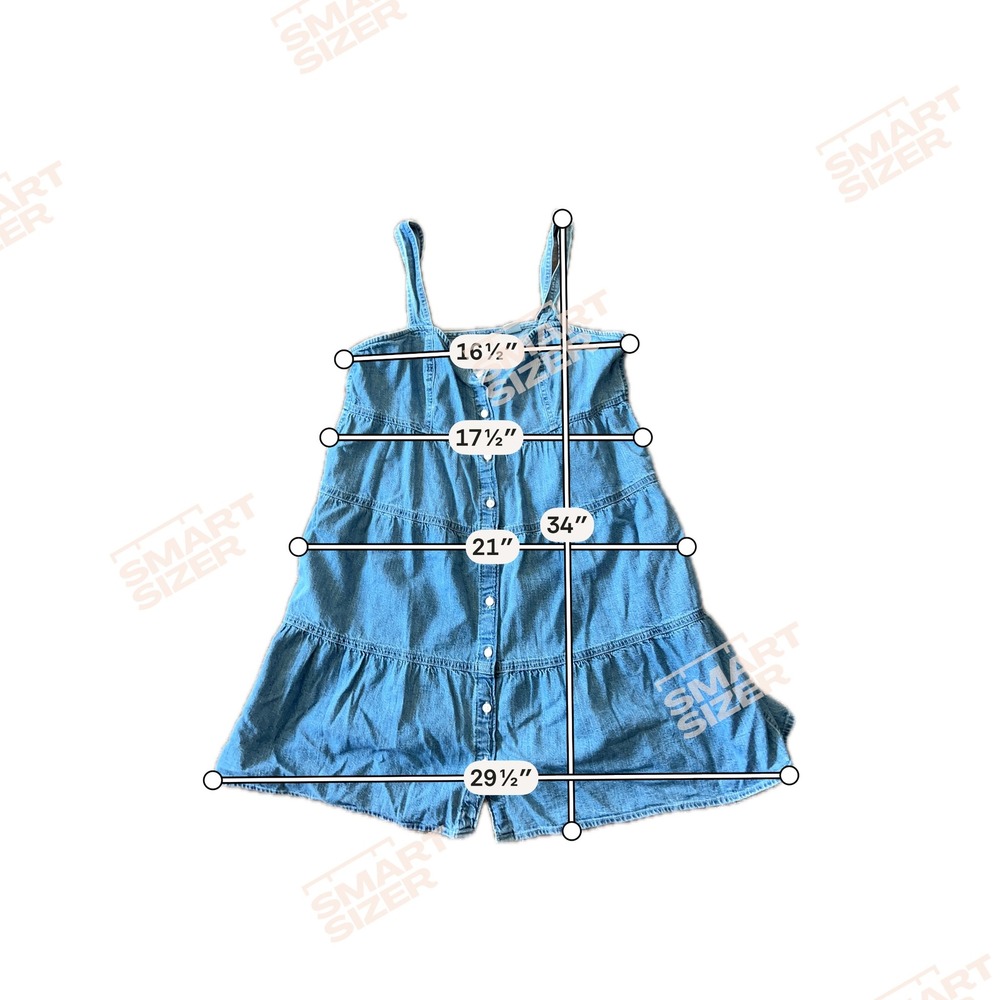 Levis Womens Blue Denim Tiered Babydoll Mini Dress Button Front Medium Wash L - Picture 8 of 8
